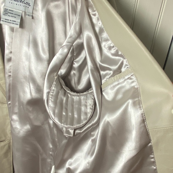 Pamela McCoy Leather Jacket Cream Size Large - Picture 6 of 16